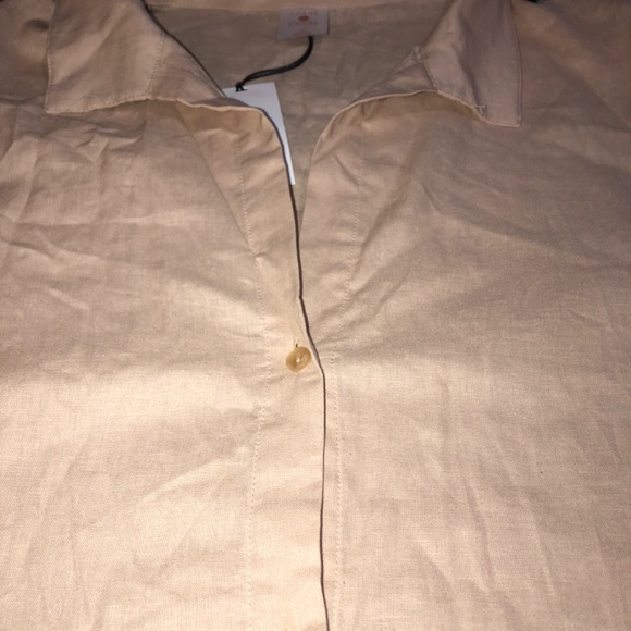Shade & Shore Beachy Boho oversized collared camel button up - Picture 3 of 6